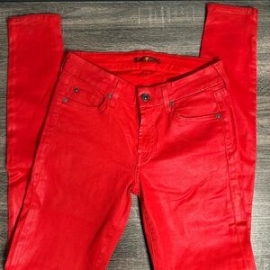 7 For All Mankind Red Skinny Jeans